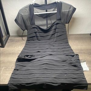 Maggy London Elegant Black Dress with Mesh Detail